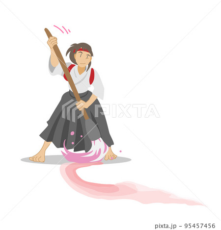 書道パフォーマンスをする女性書道家 95457456