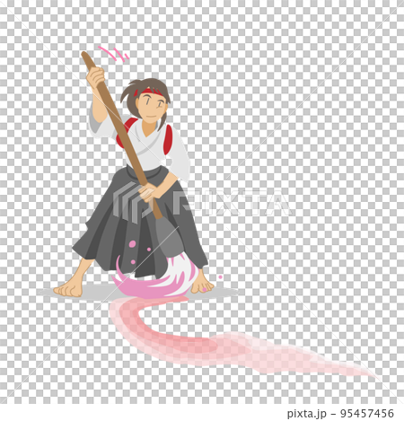 書道パフォーマンスをする女性書道家 95457456