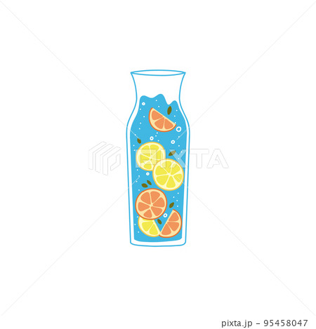 Detox water. Doodle trendy bottle. Vector aqua balance concept Detox water. Doodle trendy bottle. Vector aqua balance concept 95458047