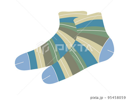 Cotton and woolen socks. Stylish clothing items. Vector knitwear trendy sock collection 95458059