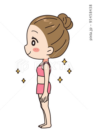 女性の側面イラスト　全身図 95458438