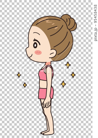 女性の側面イラスト　全身図 95458438