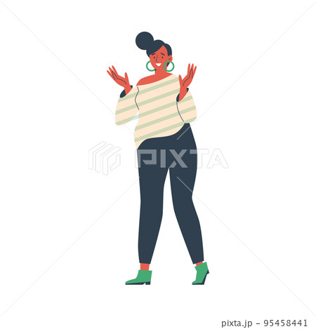 Cute surprised woman flat style, vector illustration 95458441