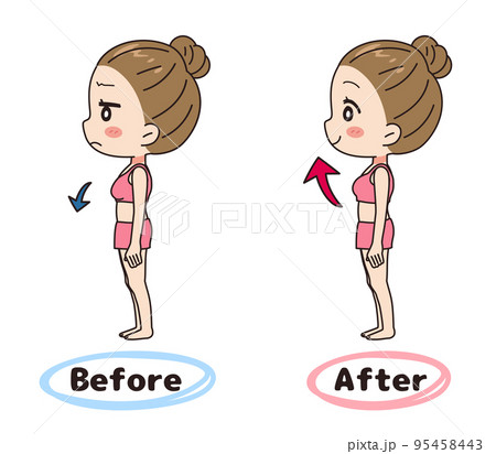 女性　バストアップ　ビフォーアフターのセット 95458443