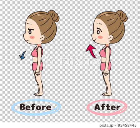 女性　バストアップ　ビフォーアフターのセット 95458443