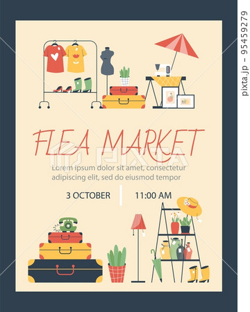 Poster about flea market flat style, vector illustration 95459279