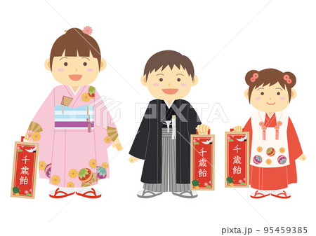 七五三の衣装を着た子ども達 95459385