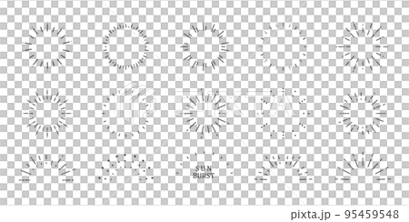 Sunburst design set line vector material 95459548
