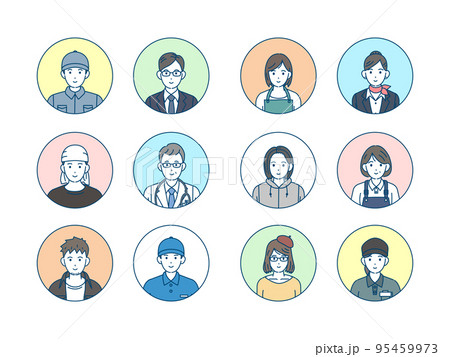 様々な職業で働く人々のアイコンセット 95459973