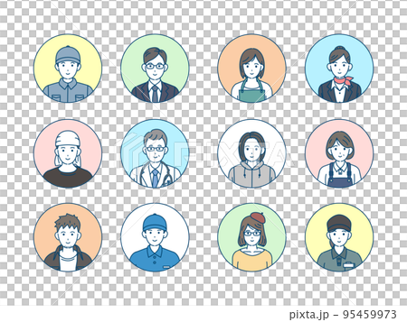 様々な職業で働く人々のアイコンセット 95459973