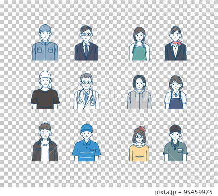 Illustration set of people working in various occupations Illustration set of people working in various occupations 95459975
