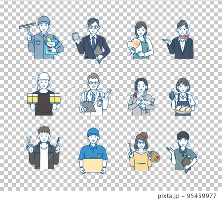 Illustration set of people working in various occupations Illustration set of people working in various occupations 95459977