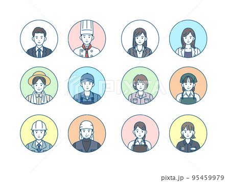 様々な職業で働く人々のアイコンセット 95459979