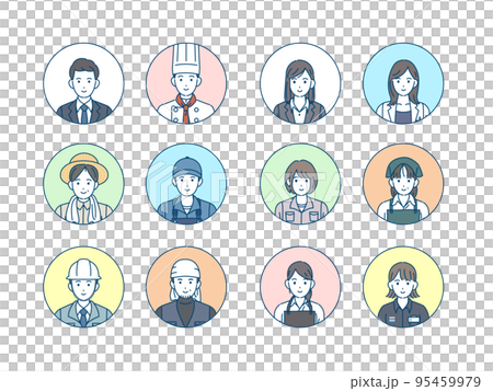 様々な職業で働く人々のアイコンセット 95459979