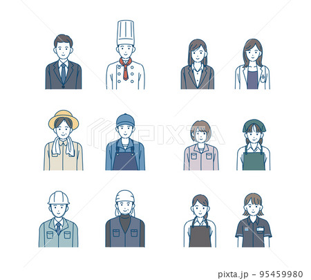 様々な職業で働く人々のイラストセット 95459980