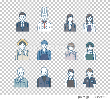 様々な職業で働く人々のイラストセット 95459980