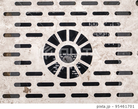 Stainless steel grate of street rainwater drains. Stainless steel grate of street rainwater drains. 95461701