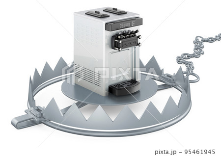 Bear trap with commercial ice cream machine, 3D rendering 95461945