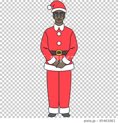 Black man greeting in Santa costume No mask 95463861