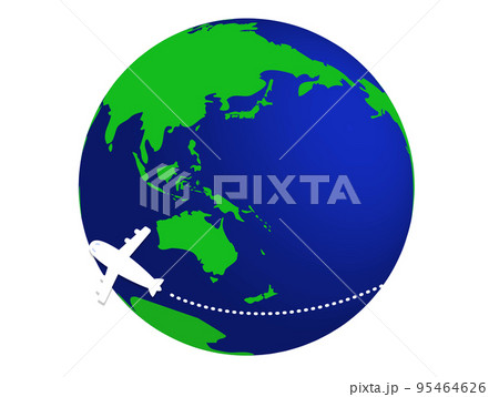 海外旅行のイメージイラスト 飛行機と地球 海外旅行のイメージイラスト 飛行機と地球 95464626