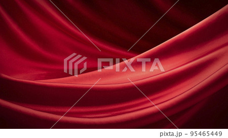 ドレープのある赤い布の背景テクスチャー 95465449