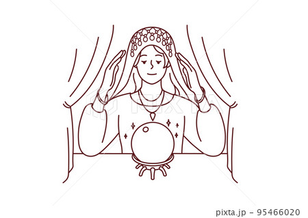 Female fortune teller with magic ball Female fortune teller with magic ball 95466020