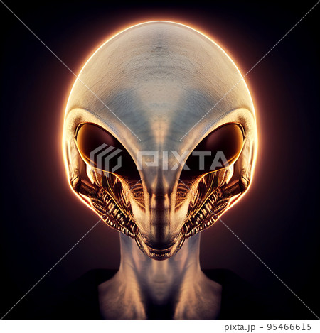 Strange extraterrestrial creature. An alien creature from an extraterrestrial civilization. Digital illustration. 95466615