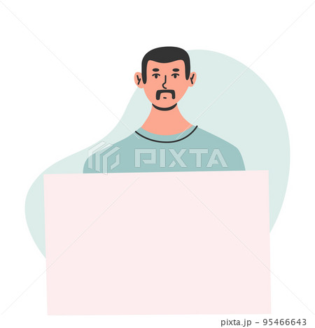 Male protester. Man at the demonstration or march. Flat vector illustration in trendy colors Male protester. Man at the demonstration or march. Flat vector illustration in trendy colors 95466643