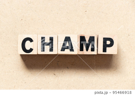 Alphabet letter block in word champ on wood background 95466918
