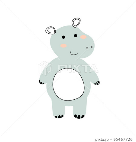 Cute cartoon hippo. Hippo on a white background. Vector illustration for design and print. EPS Cute cartoon hippo. Hippo on a white background. Vector illustration for design and print. EPS 95467726