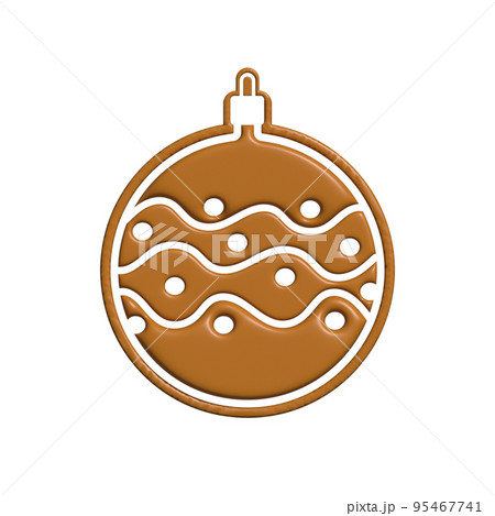 Gingerbread tree ball icon. 3d render of gingerbread tree ball vector icon for web design isolated on white background EPS Gingerbread tree ball icon. 3d render of gingerbread tree ball vector icon for web design isolated on white background EPS 95467741
