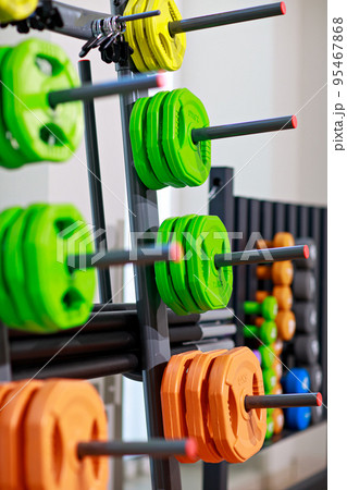 stand for barbell discs and dumbbells for the gym. 95467868