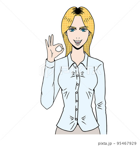 okポーズの白人女性 95467929