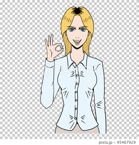 okポーズの白人女性 95467929
