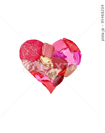Pink lipstick smeared in the shape of heart 95468204