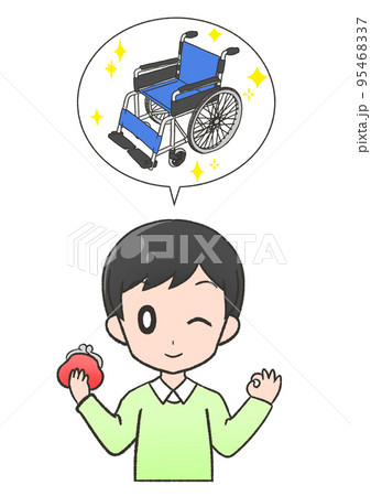 車椅子を安く購入もしくはレンタルできる方法があり喜ぶ緑の服を着た笑顔の男性 95468337