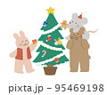クリスマスツリーを飾るどうぶつたち 95469198