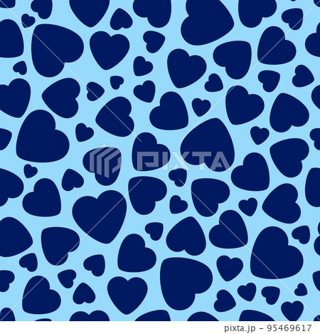 Seamless Pattern With Dark Blue Hearts Blue On Background. Seamless Pattern With Dark Blue Hearts Blue On Background. 95469617
