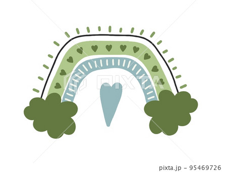 Boho rainbow is green. For decoration of childrens rooms and holidays. Vector modern style 95469726