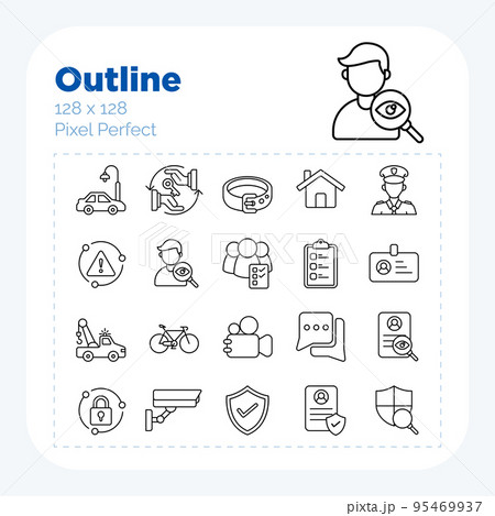 Security service icon set outline style vector pixel perfect Security service icon set outline style vector pixel perfect 95469937