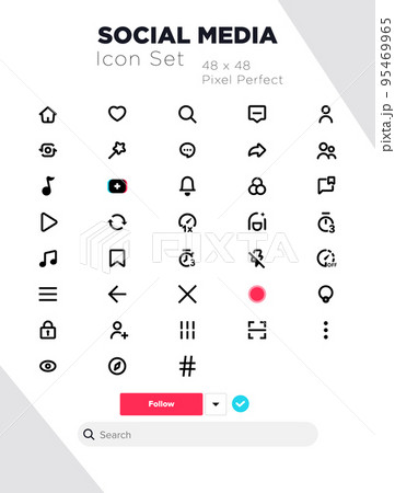 Social media vector icon set, User interface icon pack outline Social media vector icon set, User interface icon pack outline 95469965
