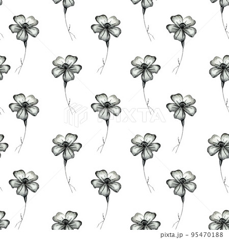 Seamless Pattern with Hand Drawn Marigold Flower. 95470188
