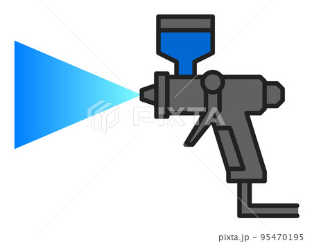 塗料を吹き付けて塗装するエアスプレーガンのイラスト 塗料を吹き付けて塗装するエアスプレーガンのイラスト 95470195