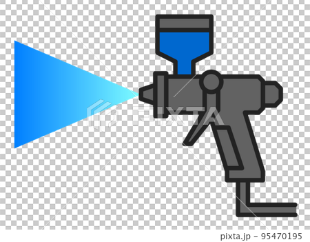 塗料を吹き付けて塗装するエアスプレーガンのイラスト 塗料を吹き付けて塗装するエアスプレーガンのイラスト 95470195