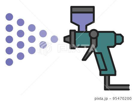 塗料を吹き付けて塗装するエアスプレーガンのイラスト 塗料を吹き付けて塗装するエアスプレーガンのイラスト 95470200