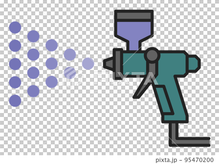塗料を吹き付けて塗装するエアスプレーガンのイラスト 塗料を吹き付けて塗装するエアスプレーガンのイラスト 95470200