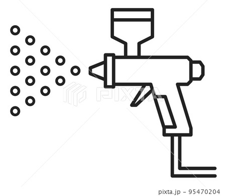 塗料を吹き付けて塗装するエアスプレーガンのイラストのイラスト素材 [95470204] - PIXTA