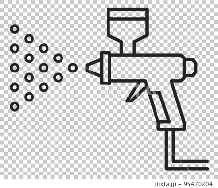 塗料を吹き付けて塗装するエアスプレーガンのイラスト 95470204