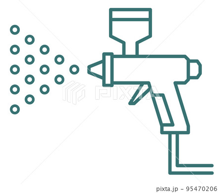 塗料を吹き付けて塗装するエアスプレーガンのイラストのイラスト素材