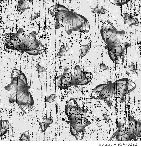 Butterflies of Various Sizes on White Background. Seamless Pattern with Butterfly. Butterflies of Various Sizes on White Background. Seamless Pattern with Butterfly. 95470222